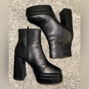 Heeled Platform Ankle Boots Black Size 8